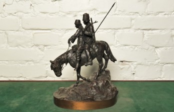 Казак с казачкой - А. М. Вольф - Антикварная бронзовая русская скульптура